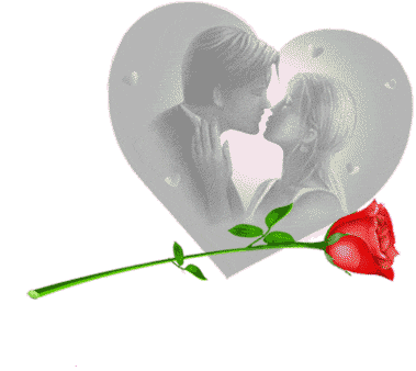 Coeur couple amoureux et sa rose rouge